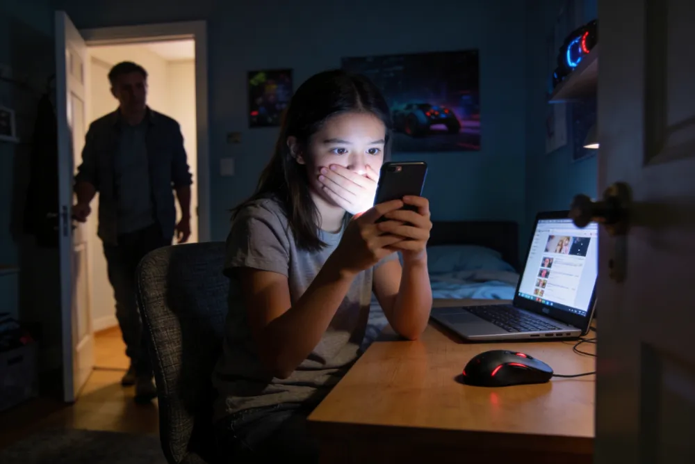 Child Talking to Strangers Online